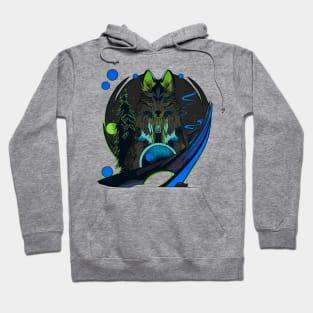 Wolf cartoon style wild animal with forest background Hoodie